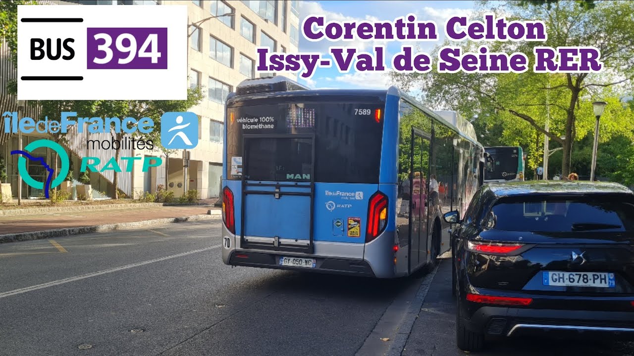 Bus 394 Ratp man Lion s'city EfficientHybrid 12 GNV Corentin Celton➡️Issy-Val de Seine RER