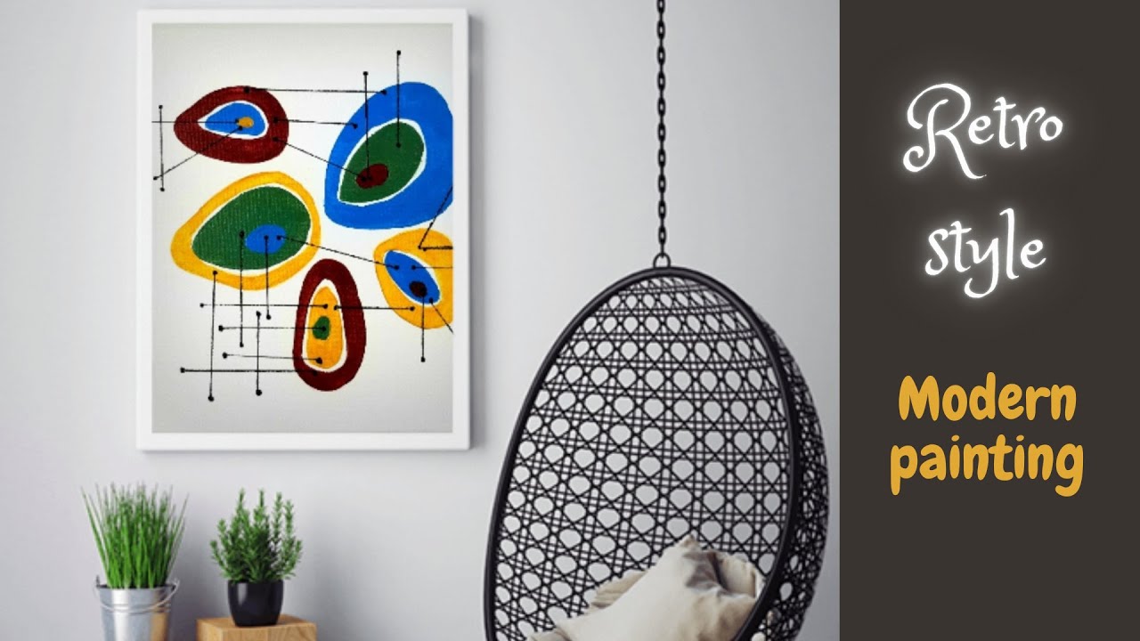 Art # 20 | DIY art | Mid century - Retro style art | Acrylic painting tutorial | Satisfying art