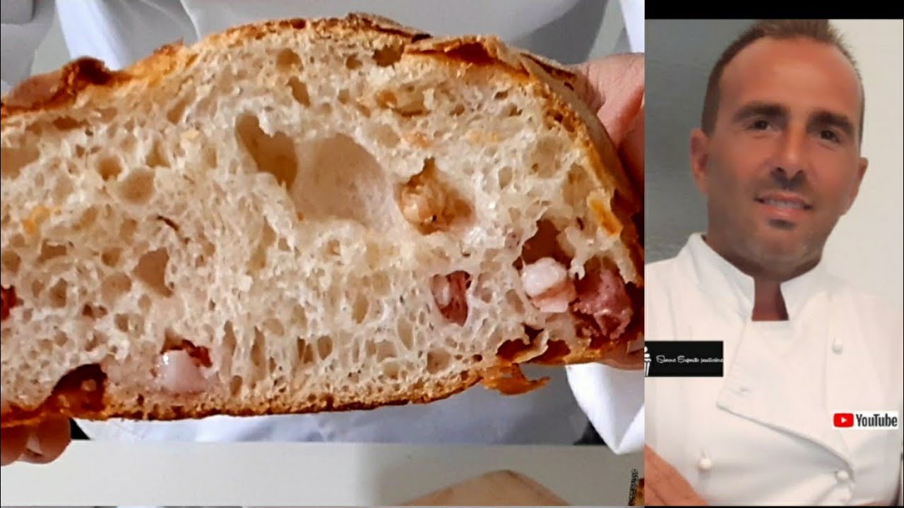Pane con pancetta spettacolare con lievito madre impastato a mano