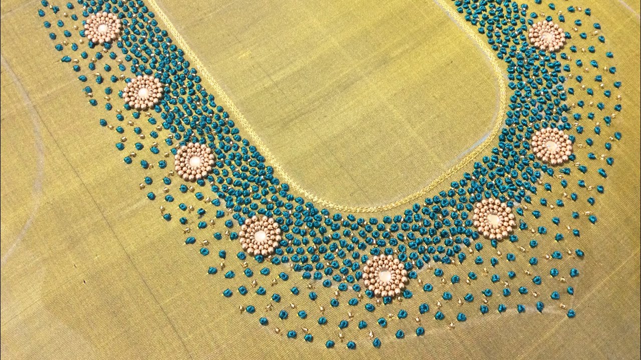 French knot Embroidery on saree blouse!!!