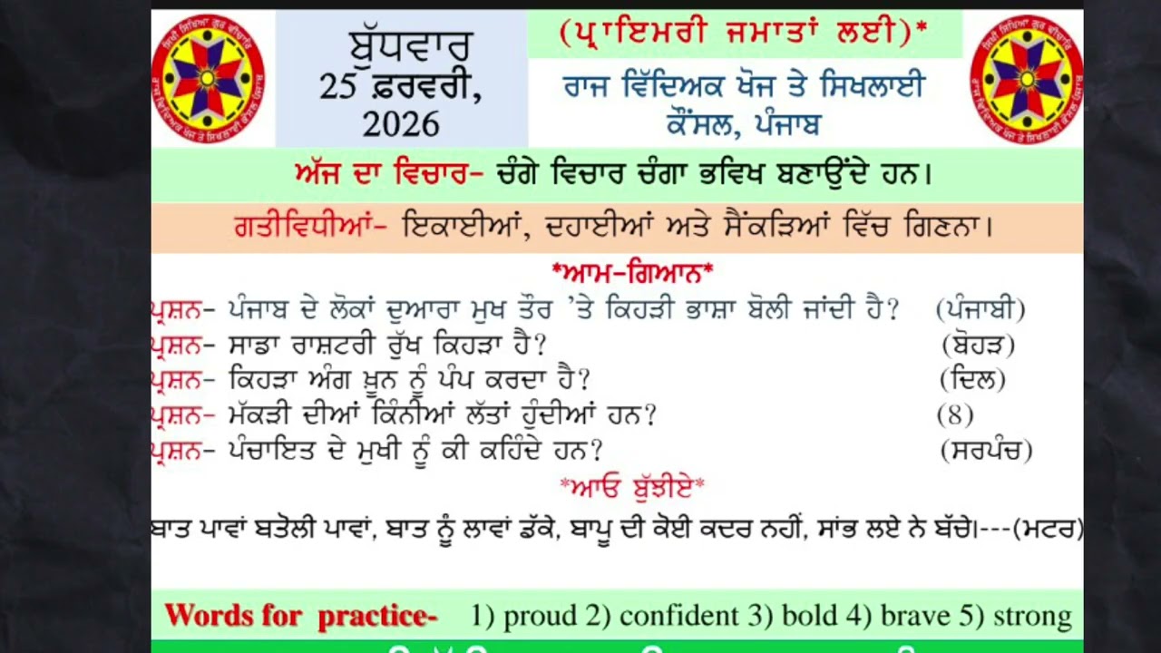 Morning slide 25 February 2026#morning slide#school  #annualexam #pseb #gkquiz #education #school