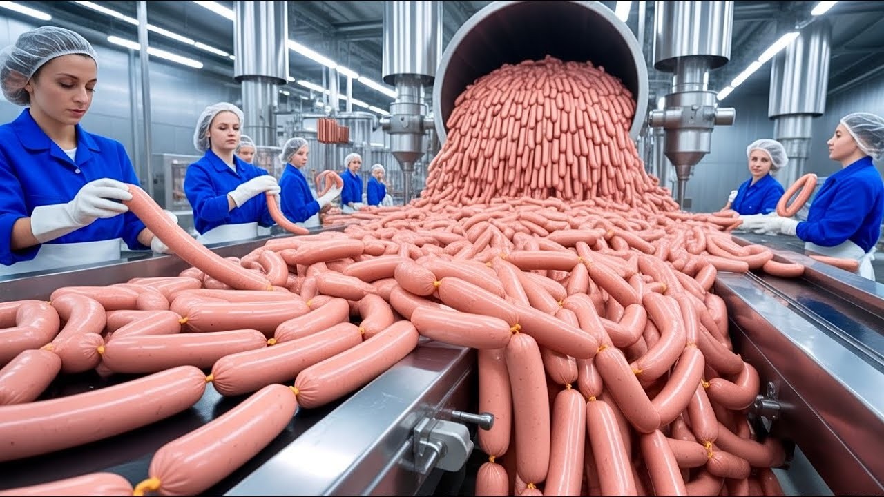 CÓMO se FABRICAN las SALCHICHAS 🌭 | ASÍ se HACEN 1 MILLON de SALCHICHAS al DÍA