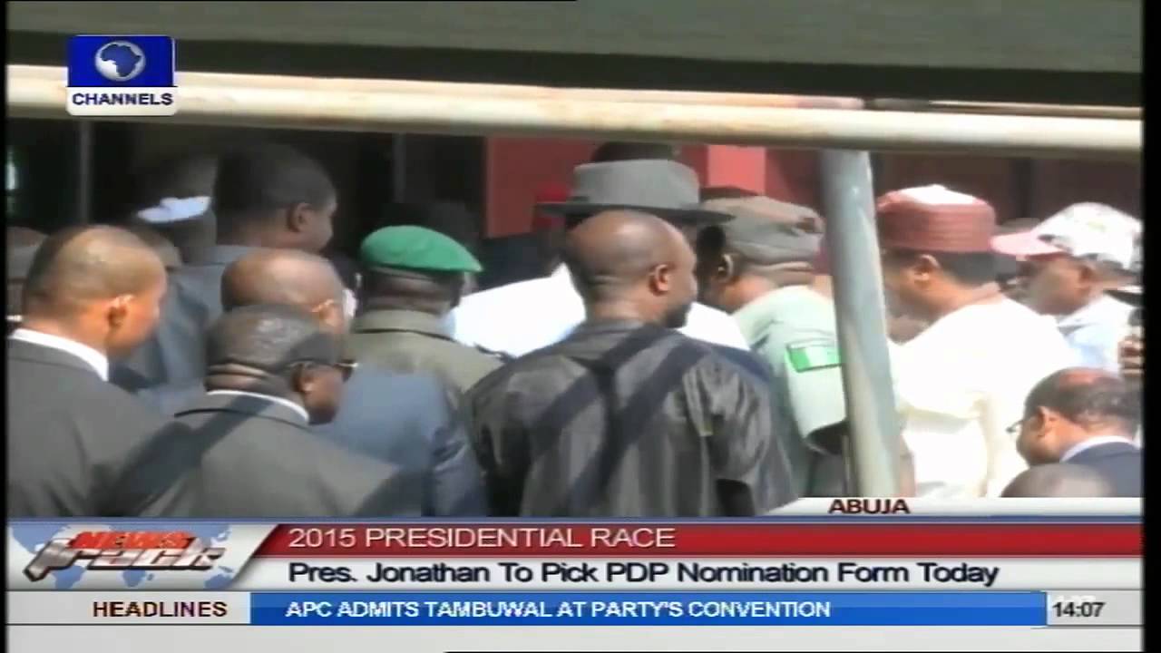 President Jonathan Arrives To Pick Nomination Form For Presidential Race