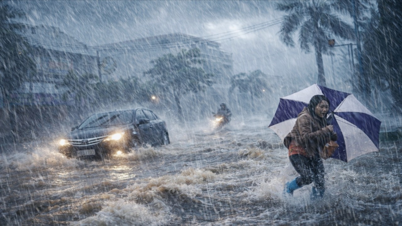The biggest rainstorm and craziest lightning in history hit a village in Indonesia.