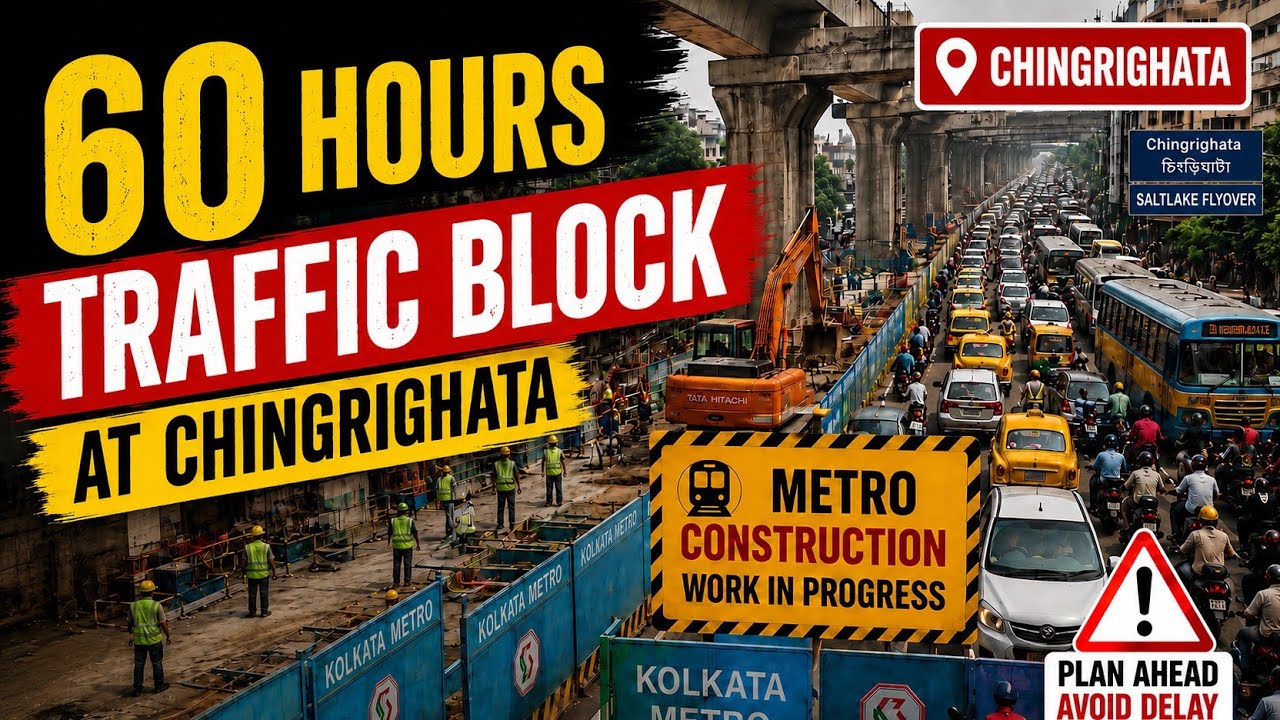 Another 60 Hours Traffic Block at Chingrighata For 2 weekends | Metro Construction On Full Swing