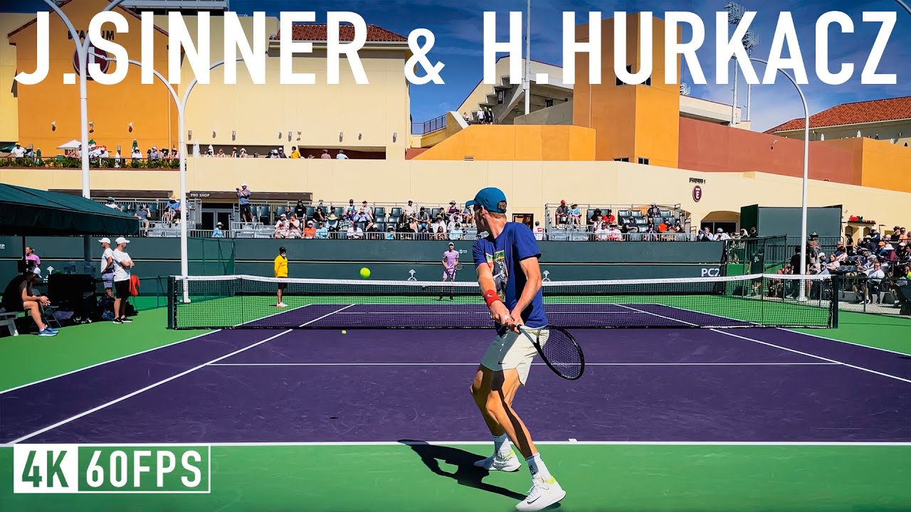 Jannik Sinner v. Hubert Hurkacz - 2023 IW Practice [Court Level, 4k 60fps]