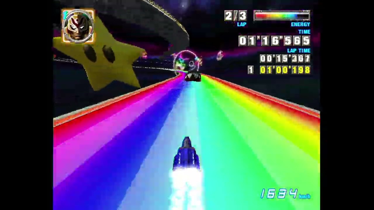 F-Zero GX Custom Track: Rainbow Road from Mario Kart 64 by adel02 (improved scenery)(2'35
