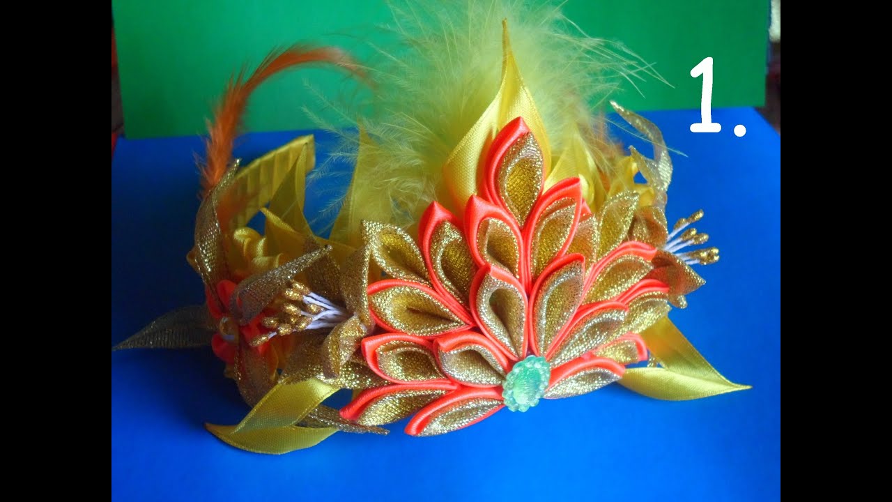 Корона Королева Осени  Диадема ) Мастер класс Канзаши №1Crown Queen of Autumn (Tiara) Master Class K