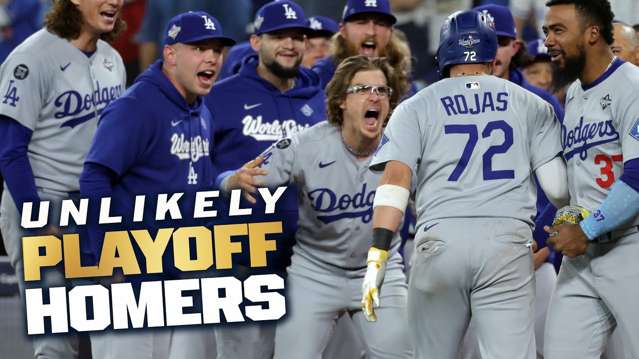 Miguel Rojas joins list of most UNLIKELY playoff home runs ever! | (Gibson, Rajai Davis & others)