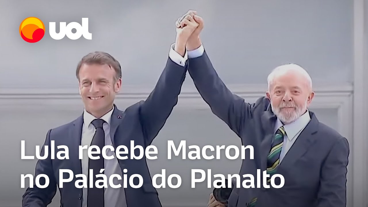 Lula recebe presidente francês, Emmanuel Macron, no Planalto para assinar acordos comerciais; veja