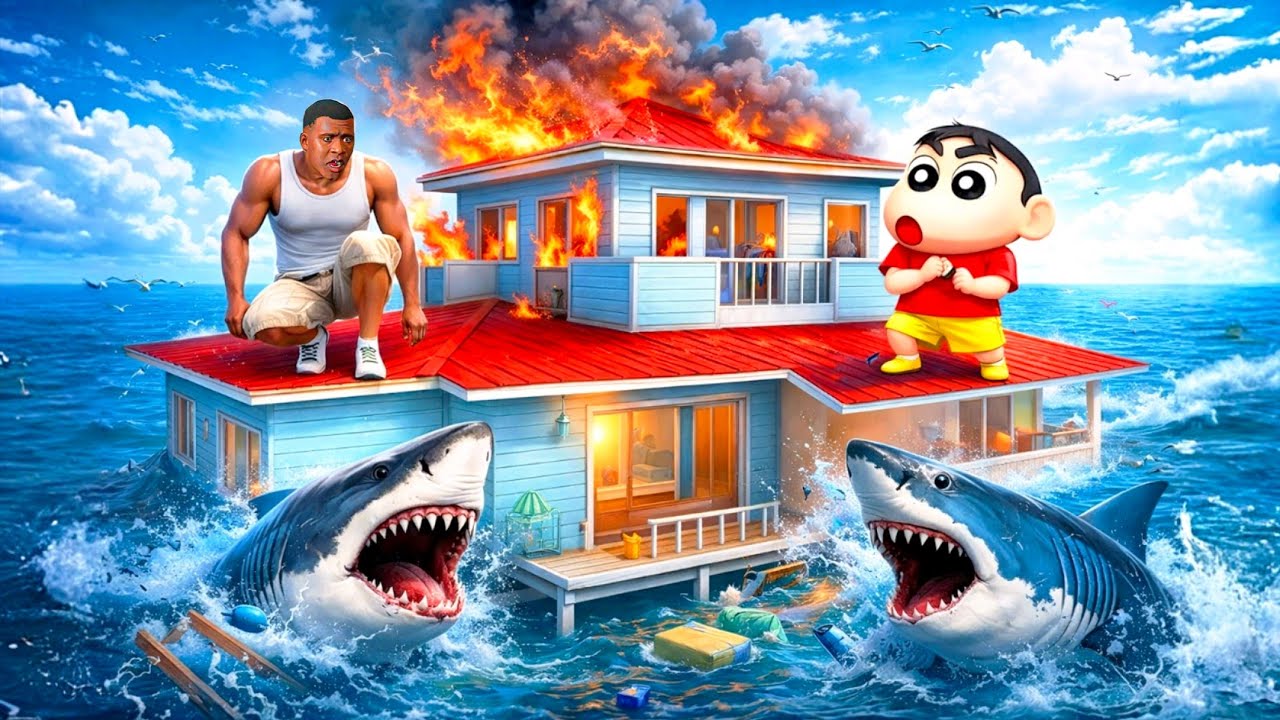 Franklin Shinchan Survived From Biggest Lava Tsunami In Los Santos | Gta V Bangla Gameplay