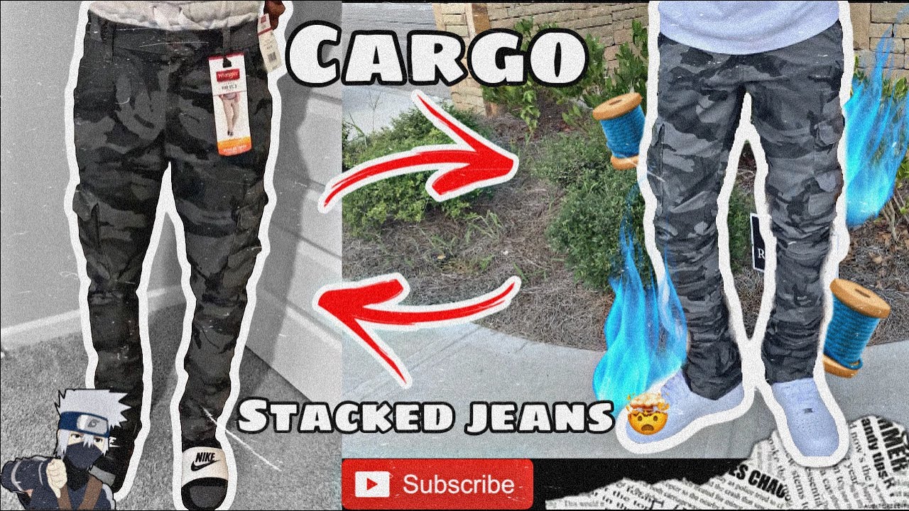 HOW TO MAKE CARGO STACKED JEANS  || No sewing machine 🧵🔥 !!