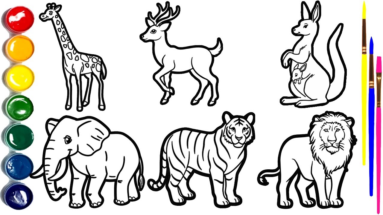 DRAW Amazing Animals in Minutes  Children Draw Animals🦒🦌🦘🐘🐅🦁