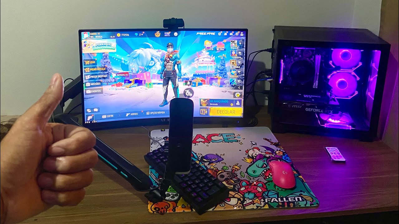 MEU SETUP ATUALIZADO 2026 QUE USO PARA JOGAR FREE FIRE (COM FIFINE AM8)