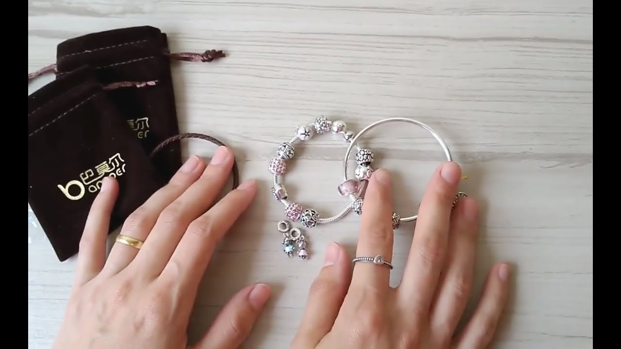 Unboxing -pulseira de charms, em  couro e charms de prata  S925 Bamoer !