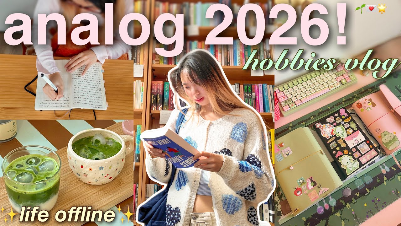 I Quit Doomscrolling in 2026🌱(VLOG) analog hobbies, DIY leather journals, cozy matcha cafe!