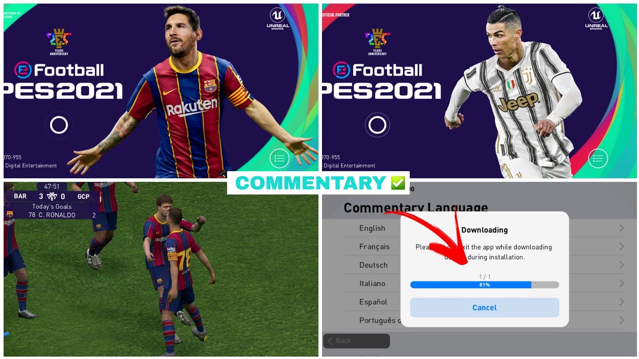 PES 2021 English Commentary Update || How to download Pes2021 Update English Commentary