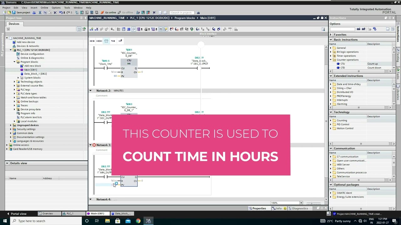 HOW TO CREATE TIMER IN SIEMENS TIA PORTAL_TIME IN SECONDS,MINUTES & HOURS