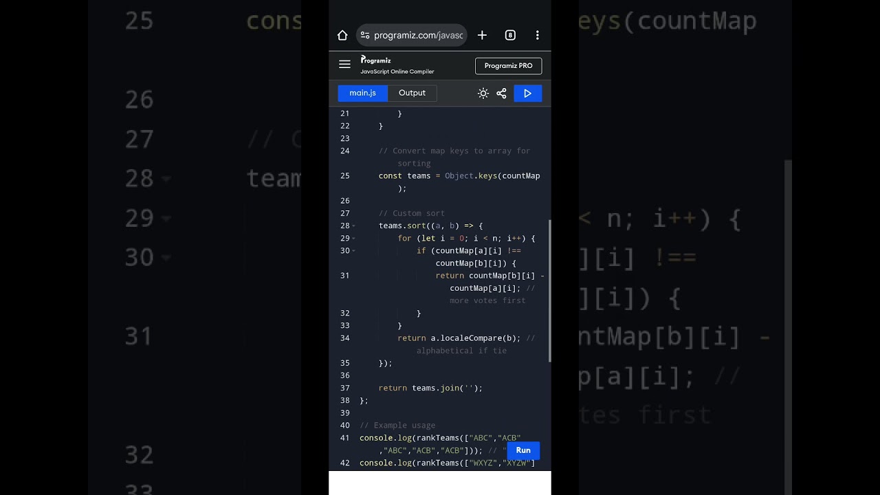 Rank Teams by Votes | JavaScript Coding Interview Question | LeetCode Solution