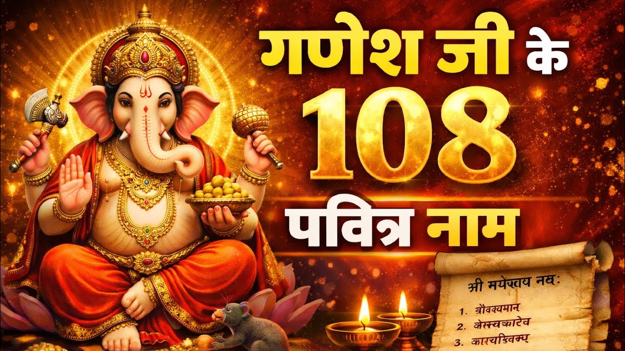 गणेश जी के 108 पवित्र नाम | 108 Names of Lord Ganesha | सुख-समृद्धि और विघ्न विनाश के लिए