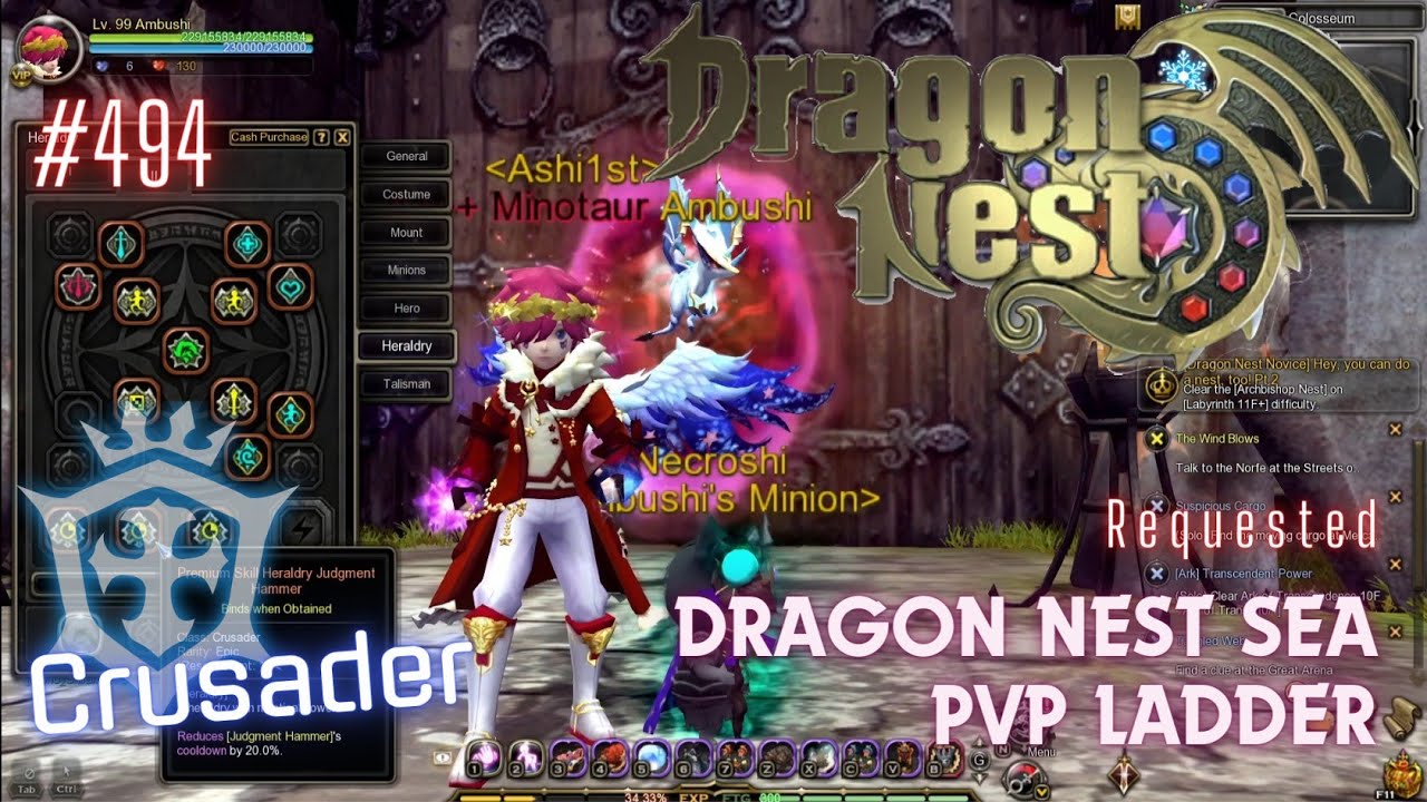 #494 Crusader With Skill Build Preview ~ Dragon Nest SEA PVP Ladder -Requested-