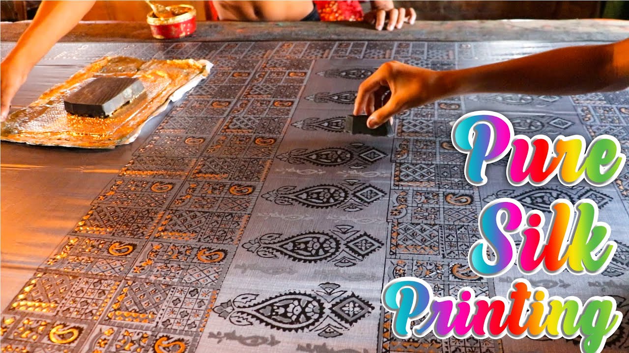 Hand Block Printing on Pure Silk Saree
