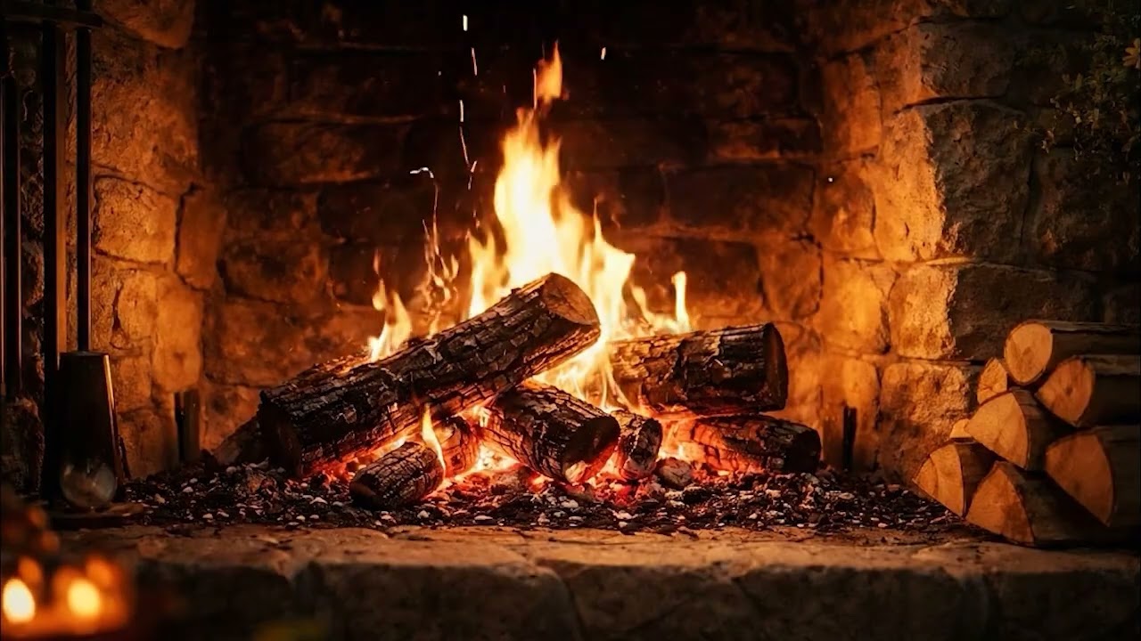 Fireplace & Winter Night Sounds ❄️🔥 | Cozy Fire Crackling for Sleep, Relax & Study