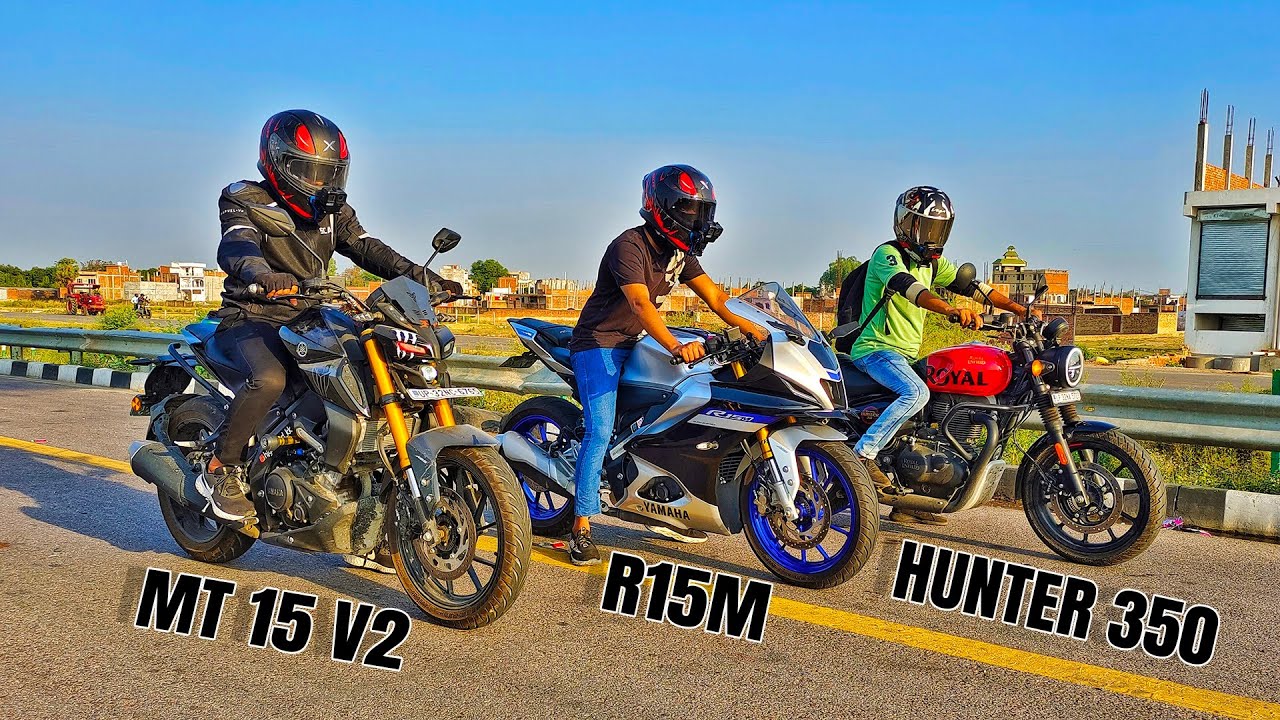 YAMAHA MT15 V2 VS HUNTER 350 VS YAMAHA R15M | 😱 SHOCKING RESULTS 😱 #trending #viral #2023 #mt15v2