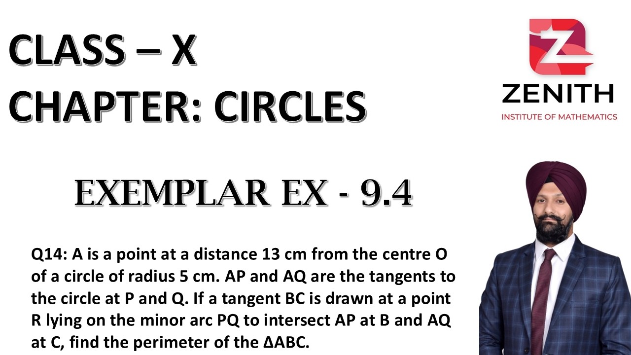 A is a point at a distance 13 cm from the centre O of a circle of radius 5 cm. AP and AQ are the....