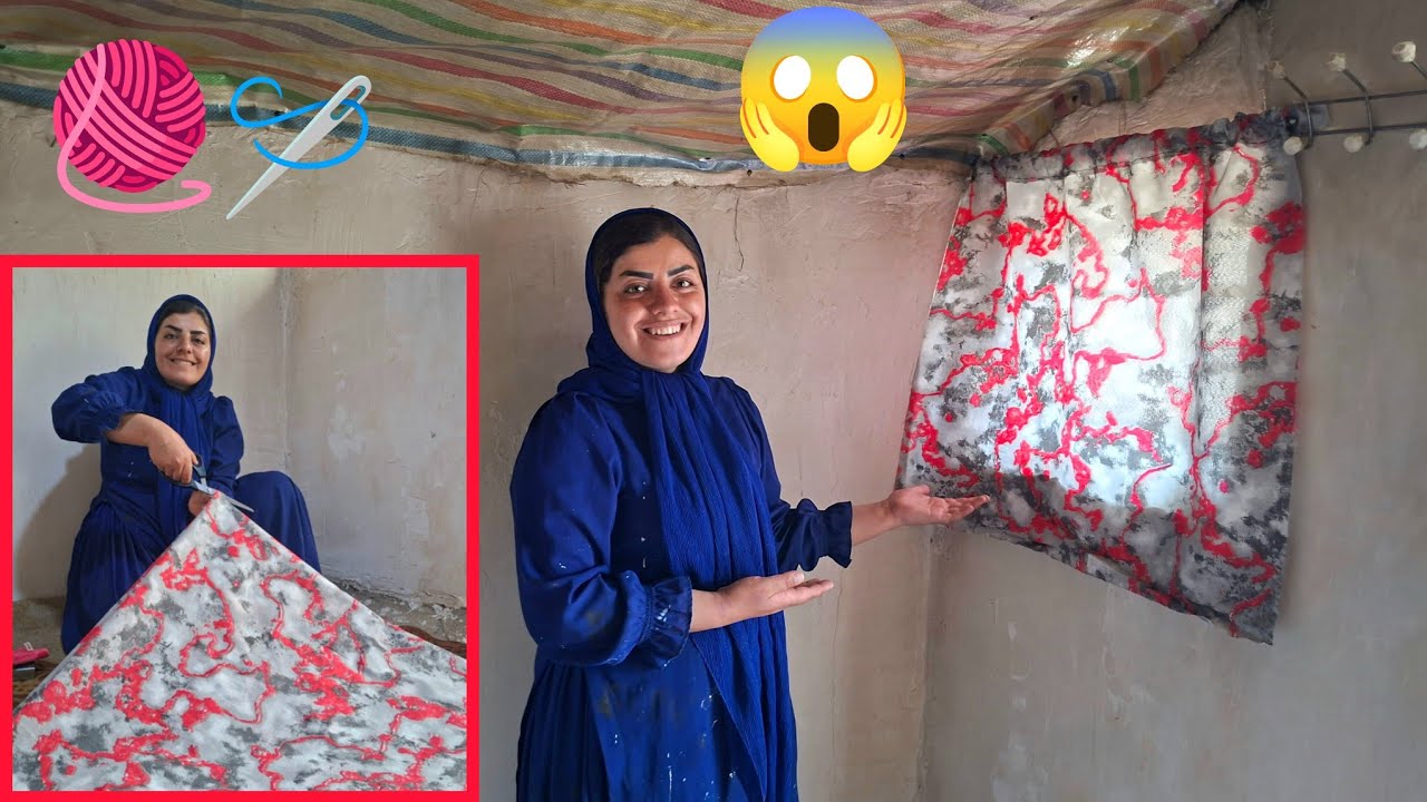 Zahra's magical hands sew curtains, joy from the viewer's gift