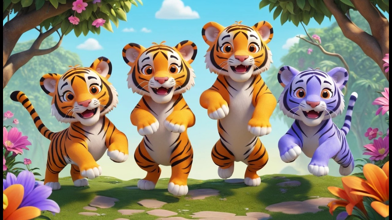 Five Little Tigers Leap Leap Leap | Wild Animal Action Song & Counting Rhyme