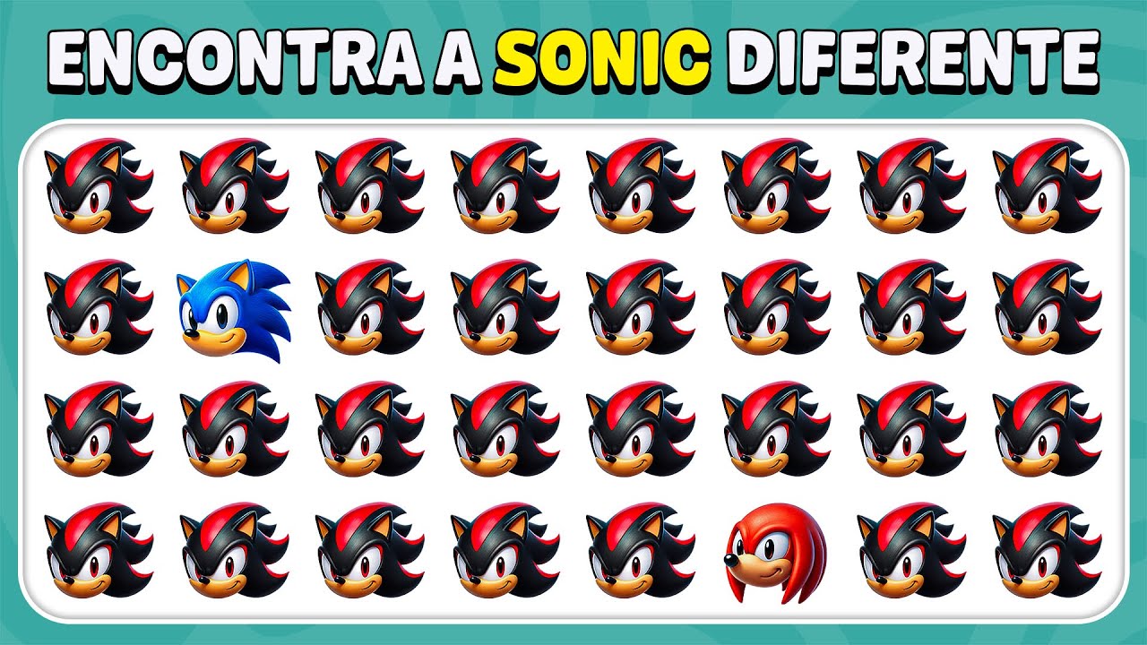 Encontre O Emoji Diferent - Filme SONIC 3 🔵⚡ | Shadow, Knuckles, Amy | 40 Níveis | Abelha De Teste