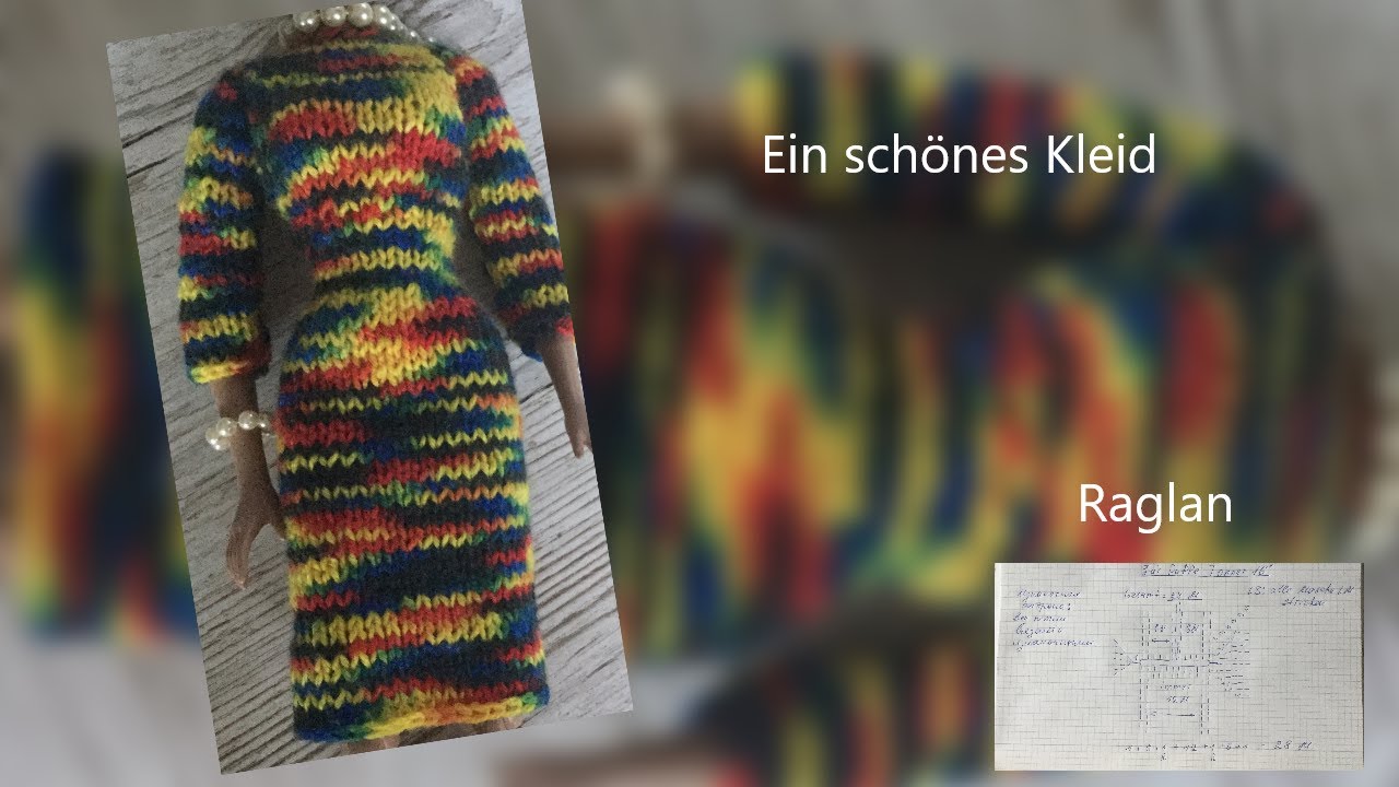 Kleid für Modepuppe selber machen.Raglan stricken.Вяжем куклам. Вяжем реглан.