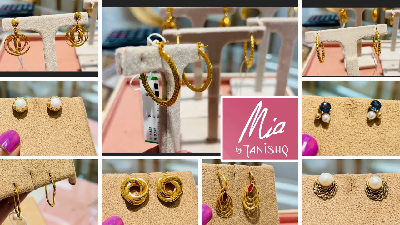 Mia By Tanishq Gold Earrings design with price | Tanishq Light weight earrings design |Miaby Tanishq