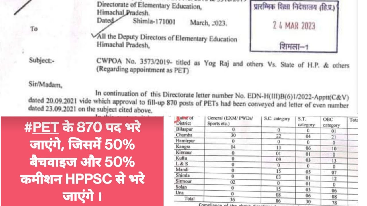 hp physical education teacher (PET) recruitment 2023//hp physical education teacher case