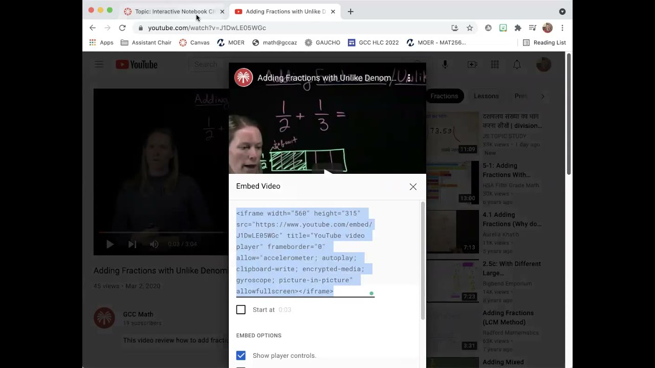 Using the Embed code feature in Canvas