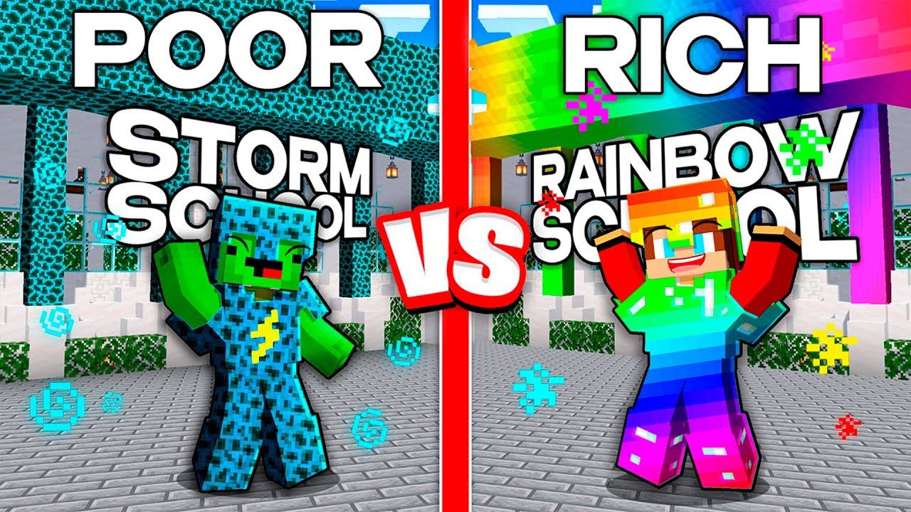 Mikey and JJ Became STUDENTS of Magic ELECTRICITY vs RAINBOW School in Minecraft Maizen