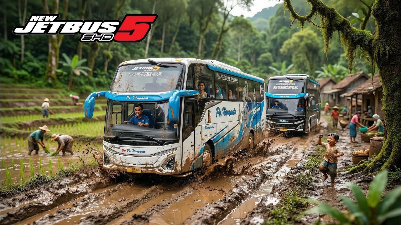 Bus Al Akbar & PO Haryanto Nekat Terobos Jalan Berlumpur! 🚌 Diorama Miniatur Super Realistis