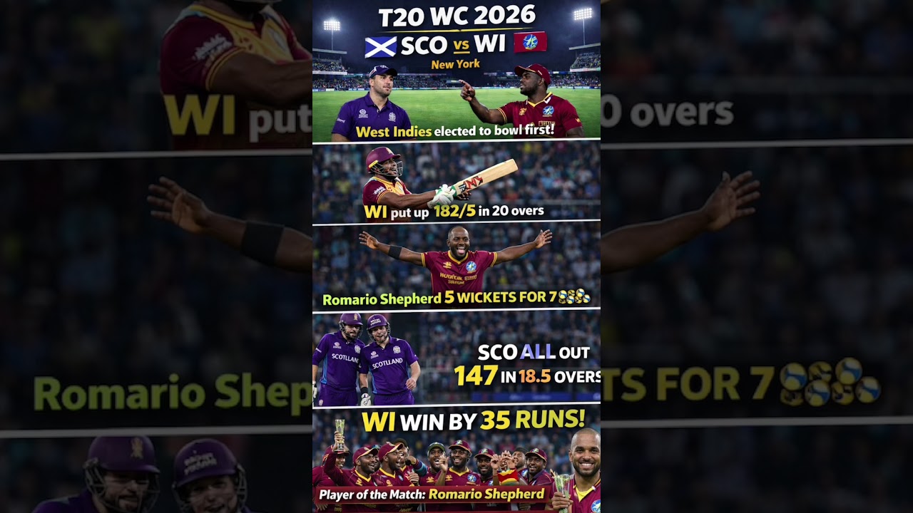 Match 2 WI vs SCO ICC T20 WC 2026