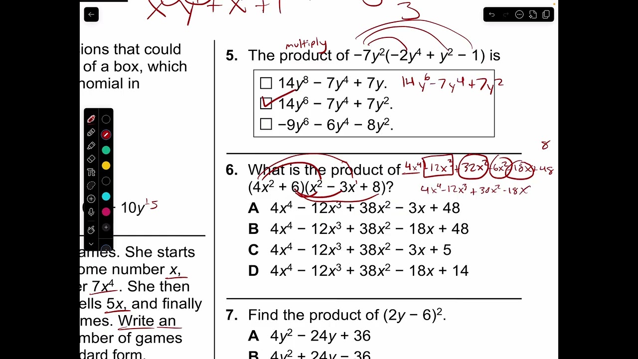 Algebra I Study Guide Topic 7