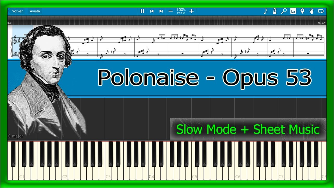POLONAISE - Opus 53 🎼 Chopin 🎶 [Slow + Sheet Music] (PIANO TUTORIAL) 🎹 #112