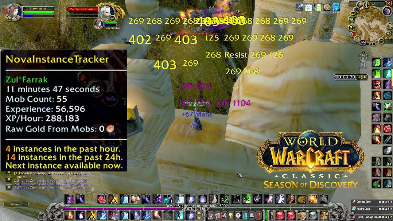 Solo Mage ZF Boost | 12min run | 280kxp+ | LV40-54 | WoW SoD Phase (No Commentary)