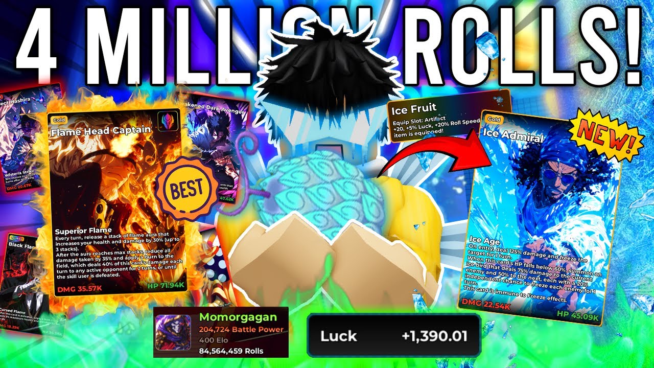 🔥 80M ROLLS! With ICE FRUIT (🍀1390 LUCK) in P 100 Trillion! (Pt. 3) Anime Card Clash!