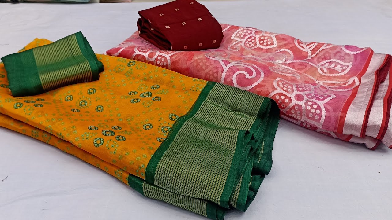 party wear sarees#linen sarees#organza brasso sarees#jequrd blouse#bandhej sarees#new fancy sarees#