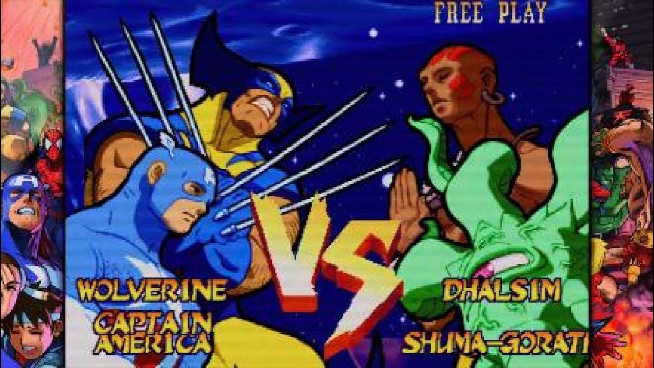 Marvel Super Heroes Vs Street Fighter: Captain America & Wolverine gameplay