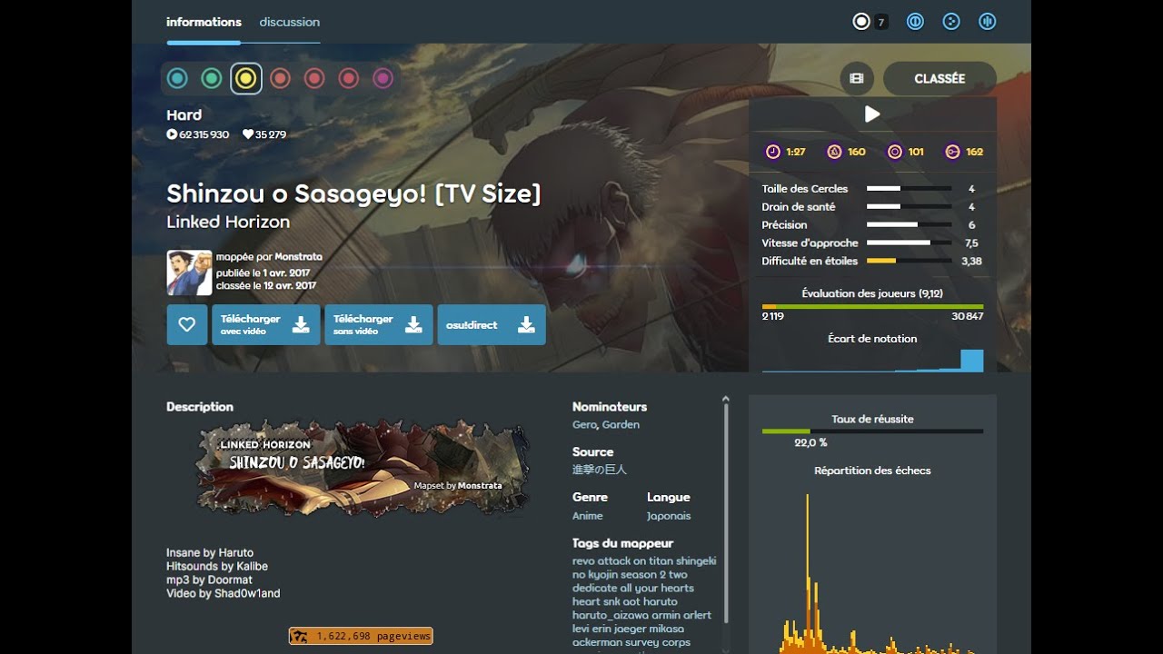 Gameplay osu fr, débutant!