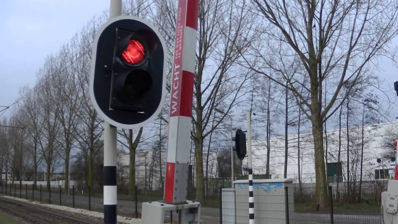 A Light Rail Railroad Crossing @ Light Rail Station Spinnerij in Amstelveen