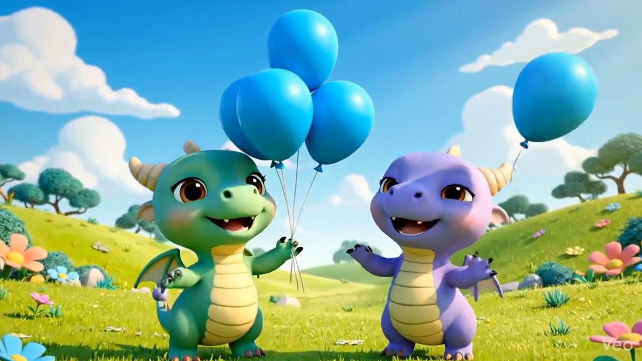 3 + 1 = 4 🎈🐉   Baby Dragons Learn Addition