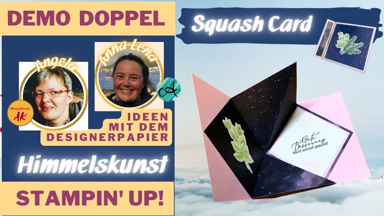 Fun Fold Squash Card - mit Designerpapier Himmelskunst von Stampin' UP!