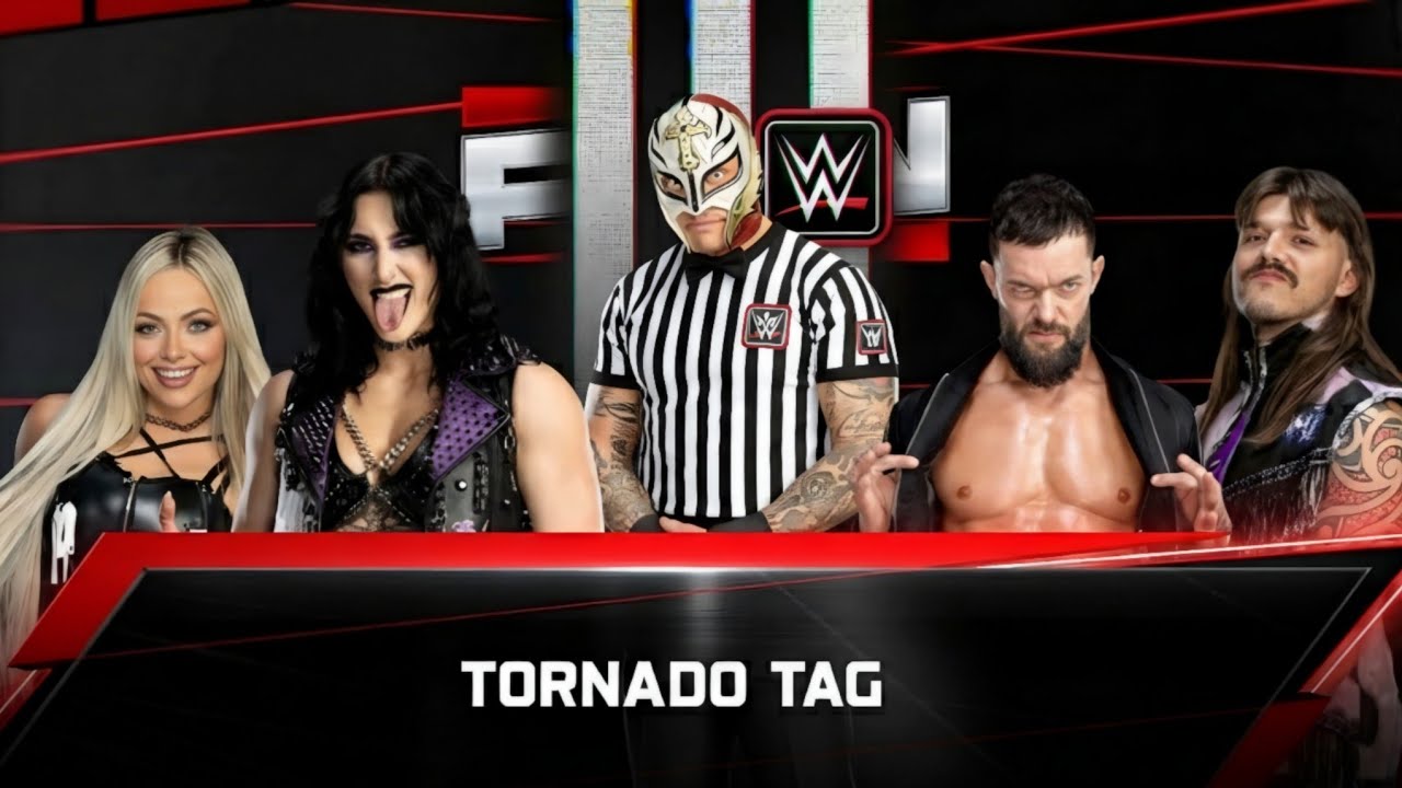 WWE 2K25 - Rhea Ripley + Liv Morgan VS Finn Balor + Dominik Mysterio | Tornado Tag Special Referee 